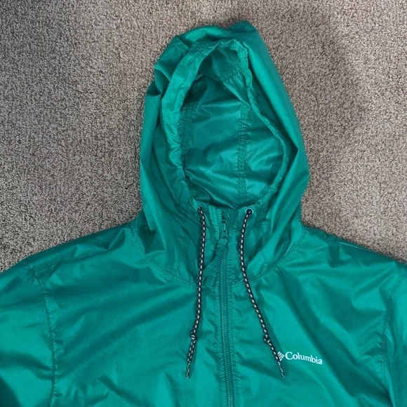 Women's Columbia Sandy Sail teal color block windbreaker - Picture 4 of 7